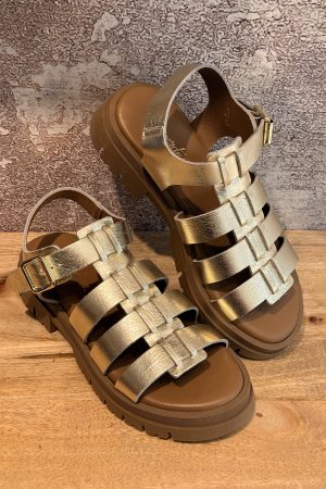 Sandale femme Délia Platine en cuir de la Marque Semerdjian