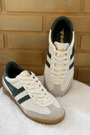 Basket femme Gola Tornado Zephyr verte et blanche, sneaker rétro tendance et confortable pour un usage quotidien